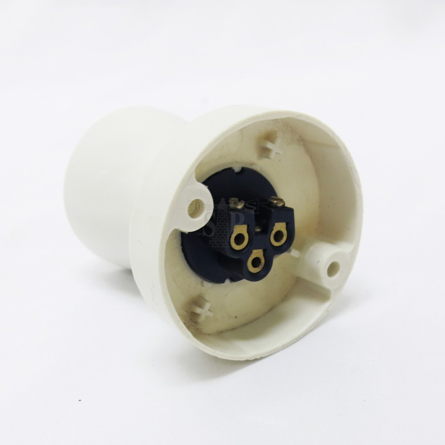 60238 B22 Batten Lamp Holder / Socket Light Bulb Holder c/w Base (White)