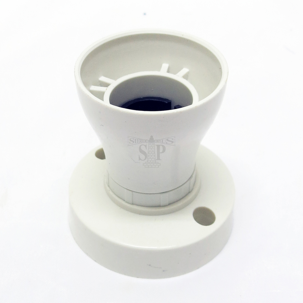 60238 B22 Batten Lamp Holder / Socket Light Bulb Holder c/w Base (White)